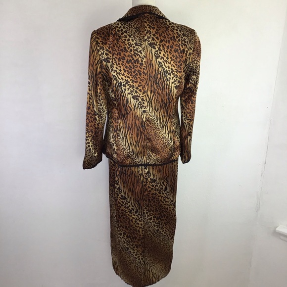 CHANCELLE WOMEN VINTAGE ELGANT 2 PIECE MULTI-ANIMAL PRINT BLAZER SKIRT SET SZ 12 - Picture 5 of 13